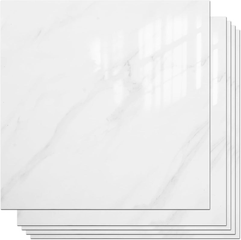VallisCo Peel and Stick Backsplash Tiles 20 Sheets 12''x12'' PVC Self Adhesive Wall Tiles Back Splash Wall Panels Stick on Backsplash for Kitchen Bathroom Laundry Room, White - Image 1